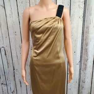 Express Asymmetrical gold dress size 8 beautiful and elegant